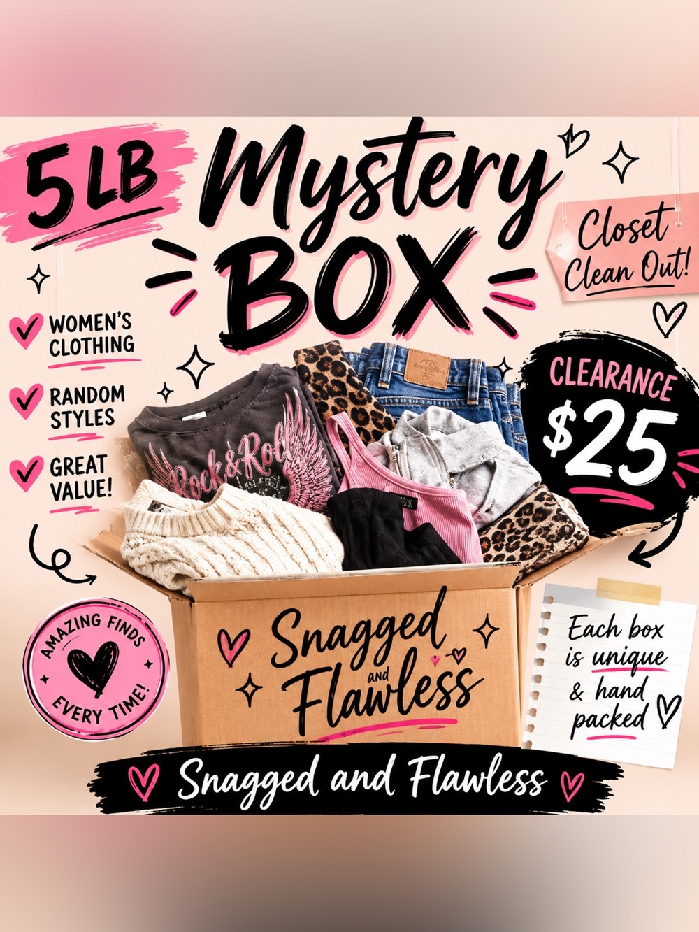 🎉 5 LB Women’s Mystery Clothing Box – Closet Clean Out Clearance! 🎉